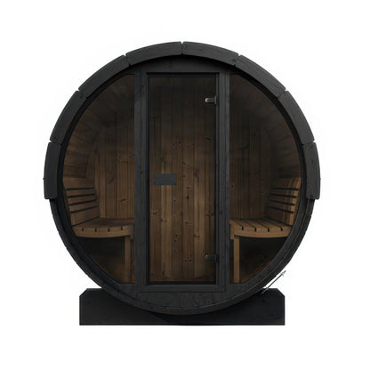 SaunaLife Model E7GB Ergo Series Outdoor Sauna Barrel Kit in black, view 3