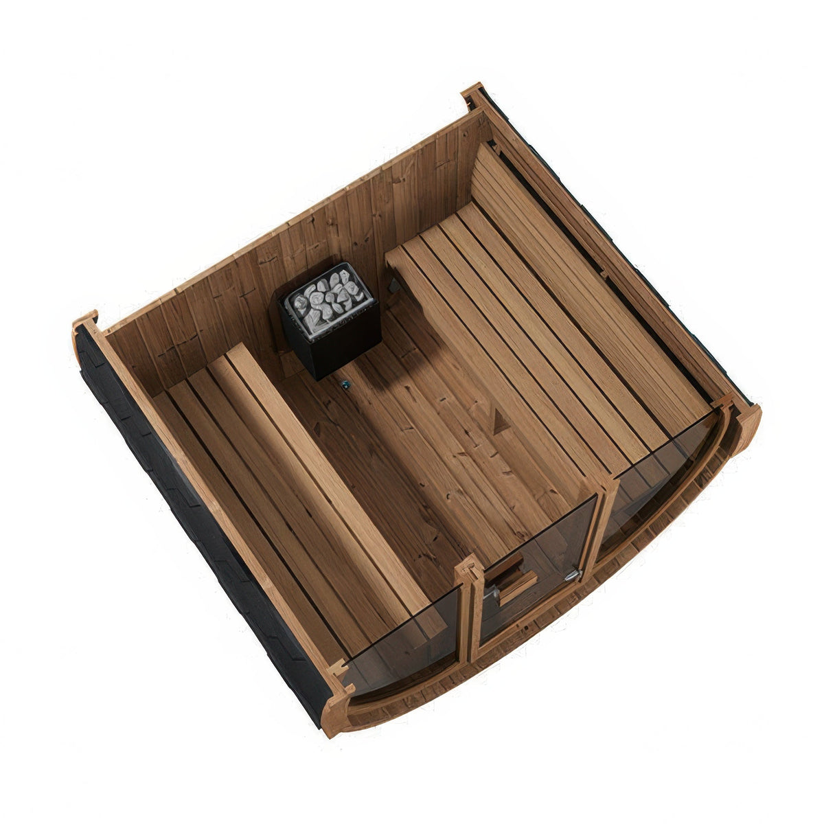 SaunaLife Model E7GB Ergo Series Outdoor Sauna Barrel Kit in black, view 6