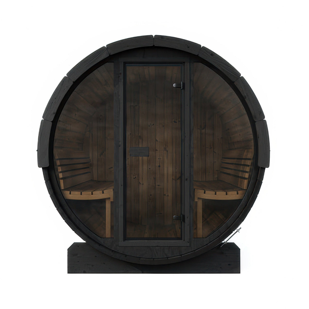 SaunaLife Model E8GB Ergo Series Outdoor Sauna Barrel Kit in black, view 3