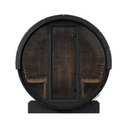 SaunaLife Model E8GB Ergo Series Outdoor Sauna Barrel Kit in black, view 3