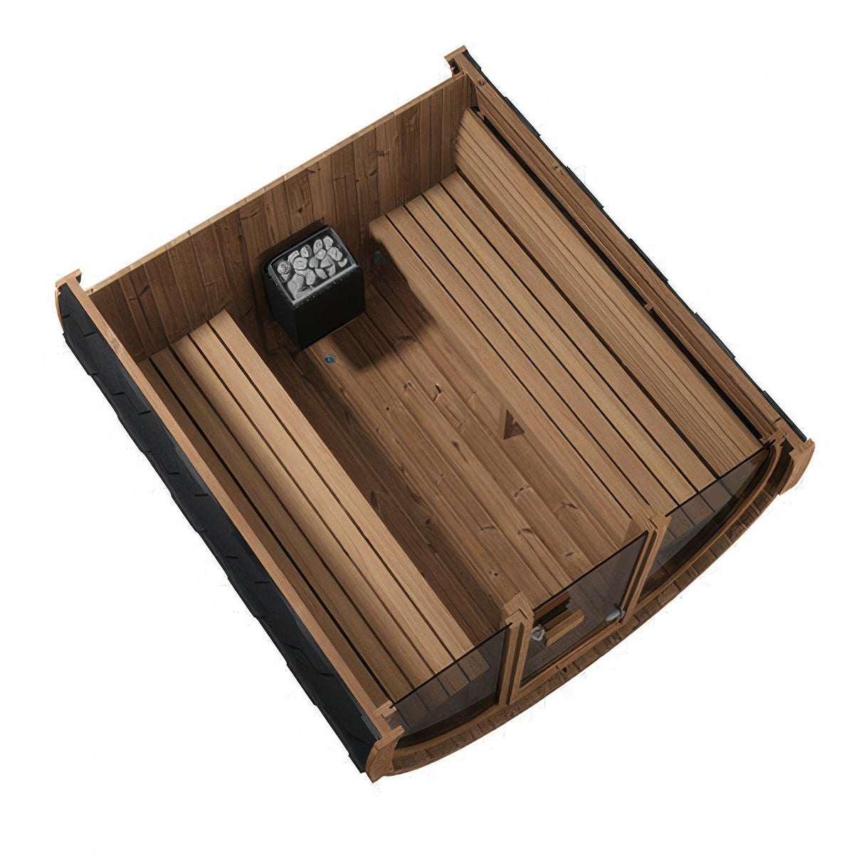 SaunaLife Model E8GB Ergo Series Outdoor Sauna Barrel Kit in black, view 6