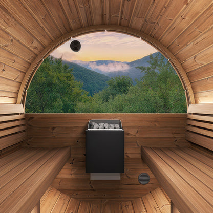 SaunaLife Model E8WB Ergo Series Outdoor Sauna Barrel Kit in black, view 6