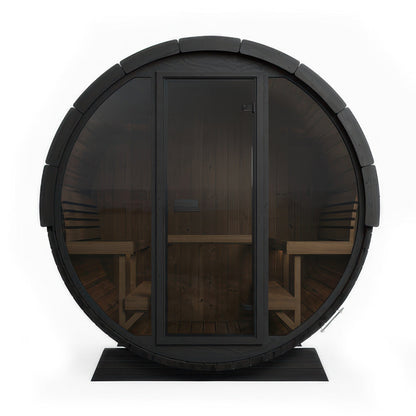 SaunaLife Model EE8GB Ergo Elegance Series Outdoor Sauna Barrel Kit in black, view 3