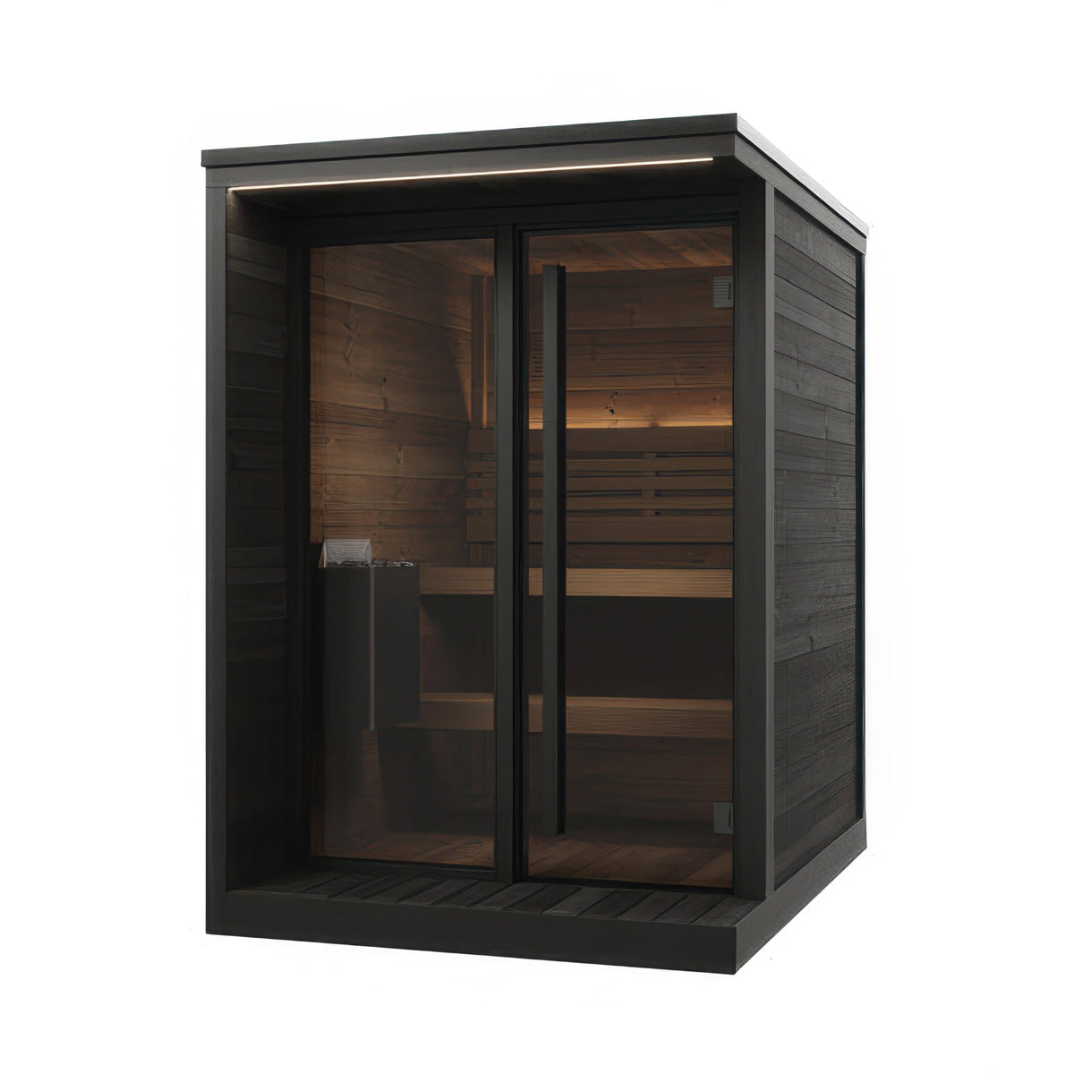 SaunaLife Model GL4B Garden Luxury Series Outdoor Home Sauna Kit in black, view 1
