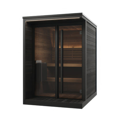 SaunaLife Model GL4B Garden Luxury Series Outdoor Home Sauna Kit in black, view 1