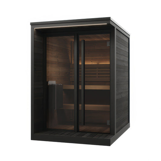 SaunaLife Model GL4B Garden Luxury Series Outdoor Home Sauna Kit in black, view 1