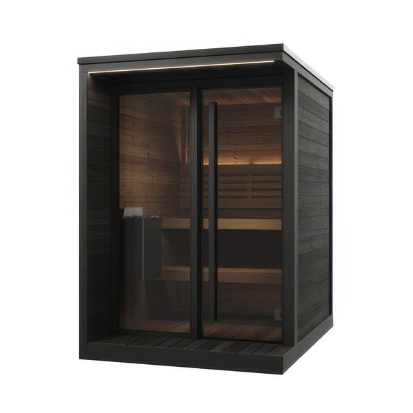 SaunaLife Model GL4B Garden Luxury Series Outdoor Home Sauna Kit in black, view 1