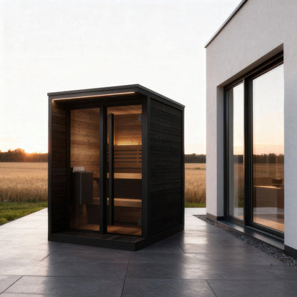 SaunaLife Model GL4B Garden Luxury Series Outdoor Home Sauna Kit in black, view 7