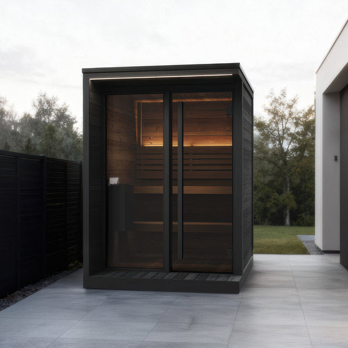 SaunaLife Model GL4B Garden Luxury Series Outdoor Home Sauna Kit in black, view 3