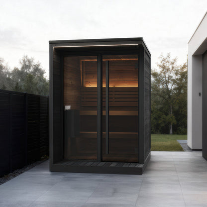 SaunaLife Model GL4B Garden Luxury Series Outdoor Home Sauna Kit in black, view 3