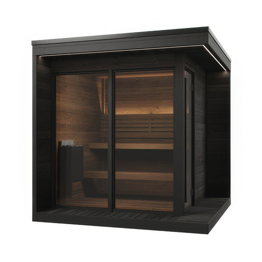 SaunaLife Model GL6B Garden Luxury Series Outdoor Home Sauna Kit in black, view 1