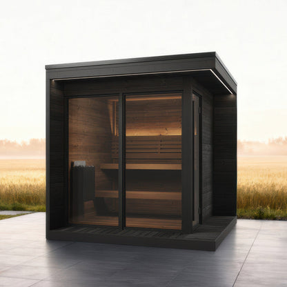 SaunaLife Model GL6B Garden Luxury Series Outdoor Home Sauna Kit in black, view 2