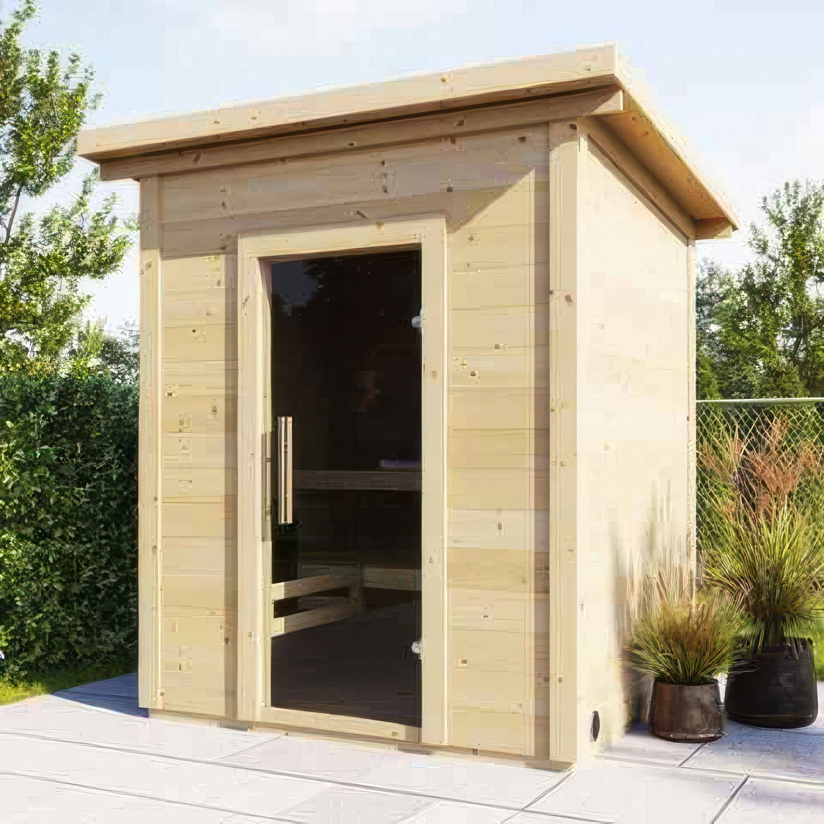 SaunaLife Garden-series Model G2 - Outdoor Home Sauna DIY Kit w/LED Light System - Up to 4 Persons