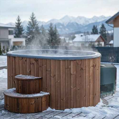 SaunaLife Model S2NC Package 2-Person Immersion Tub and Combination Water Chiller/Heater, Natural