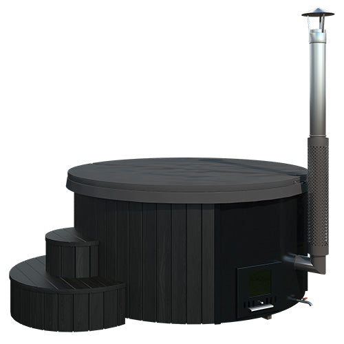 SaunaLife Model S4B - Soak Series Home Wood-Burning Hot Tub, Black, Up to 6 Persons