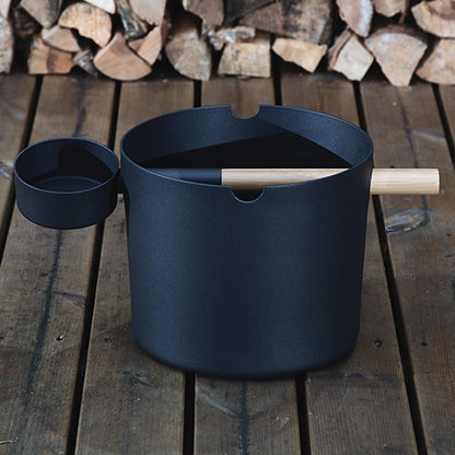 SaunaLife Essentials Set 2 - Aluminum Sauna Bucket and Ladle Set w/ Sand Timer and Thermometer — view 4