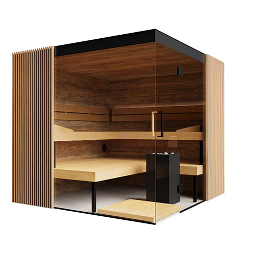 ThermaSol Aalto Sauna Cabin - Indoor Sauna Kit, Semi-Panoramic Glass, Up to 4 Persons
