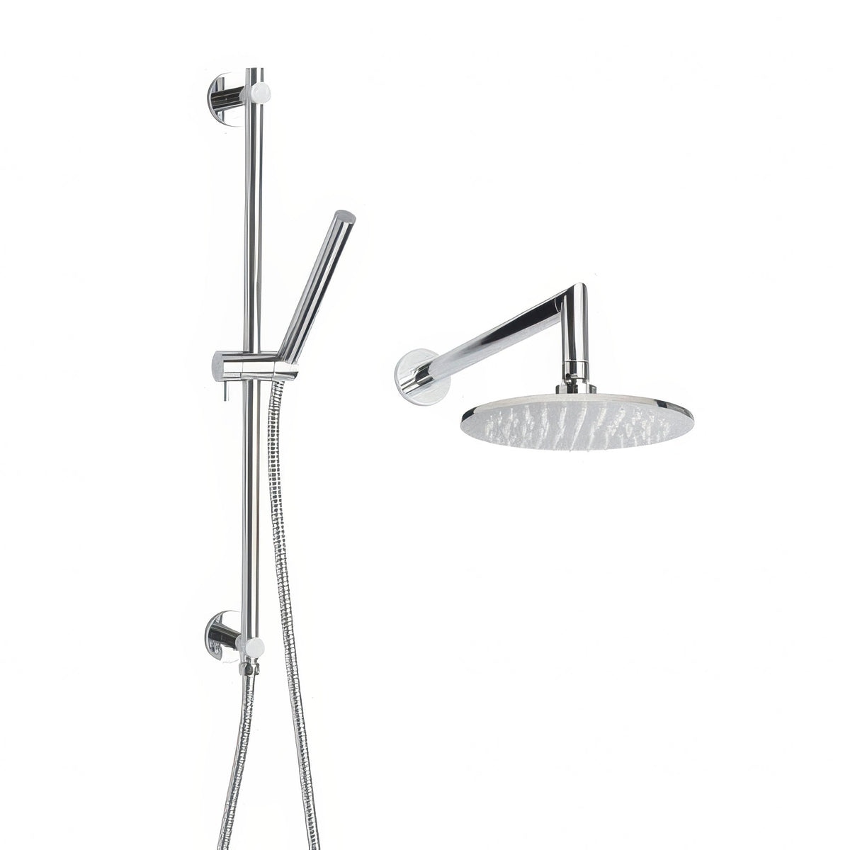 ThermaSol Round Essential Shower Package - Shower Package w/ Rain Canopy, Wall Shower Arm and Hand Shower, Round