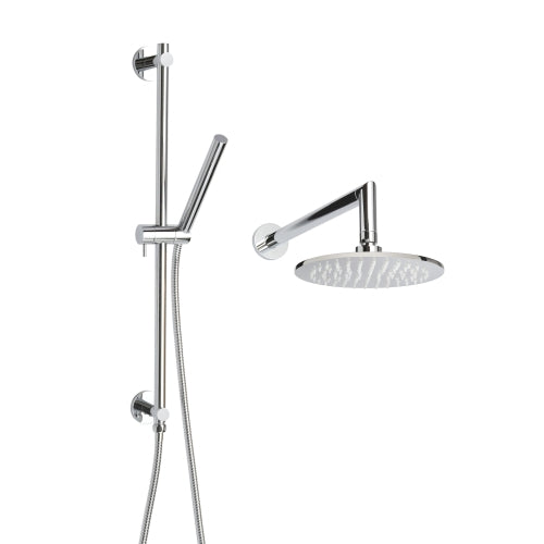 ThermaSol Round Essential Shower Package - Shower Package w/ Rain Canopy, Wall Shower Arm and Hand Shower, Round