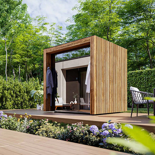 ThermaSol Fortis Sauna Cabin - Fully Assembled Outdoor Sauna, Tinted Glass Front with Eave, Up to 4 Persons — view 2