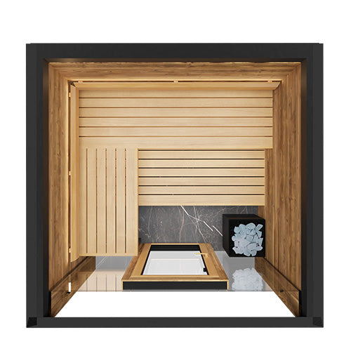 ThermaSol Fortis Sauna Cabin - Fully Assembled Outdoor Sauna, Tinted Glass Front with Eave, Up to 4 Persons — view 3
