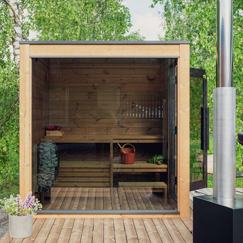 ThermaSol Nordic Dawn Sauna Cabin - Fully Assembled Outdoor Sauna, Nordic Pine, Up to 4 Persons — view 3