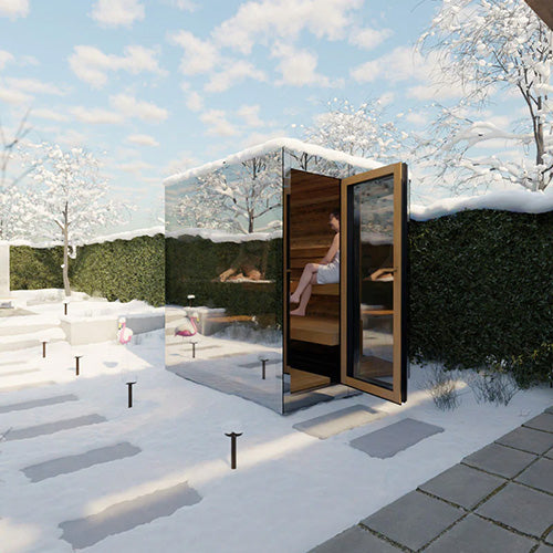 ThermaSol Vue Sauna Cabin - Fully Assembled Outdoor Sauna, Mirrored Glass, Up to 4 Persons — view 5
