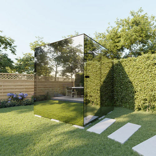 ThermaSol Vue Sauna Cabin - Fully Assembled Outdoor Sauna, Mirrored Glass, Up to 4 Persons