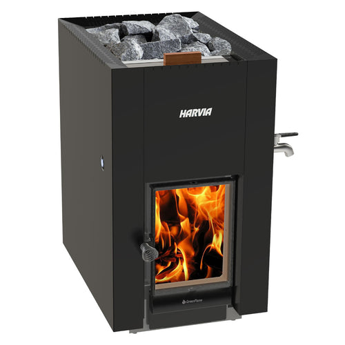 Harvia Linear 22 GreenFlame ES - GreenFlame Series, 15.7kW, Water Tank, Wood Sauna Stove