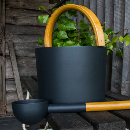 KOLO Sauna Set 2 - Sauna Bucket with curved handle and Ladle, Bamboo/Aluminum, 1Gal — view 3