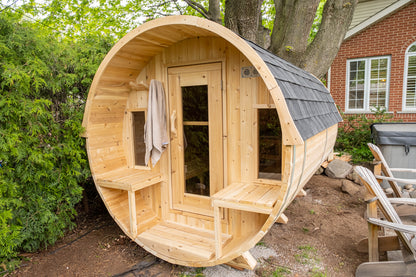 Canadian Timber Tranquility MP 6-8 Person Barrel Sauna with Porch — view 7