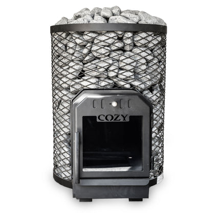 Cozy Heat O 18kW through-wall wood-burning sauna stove
