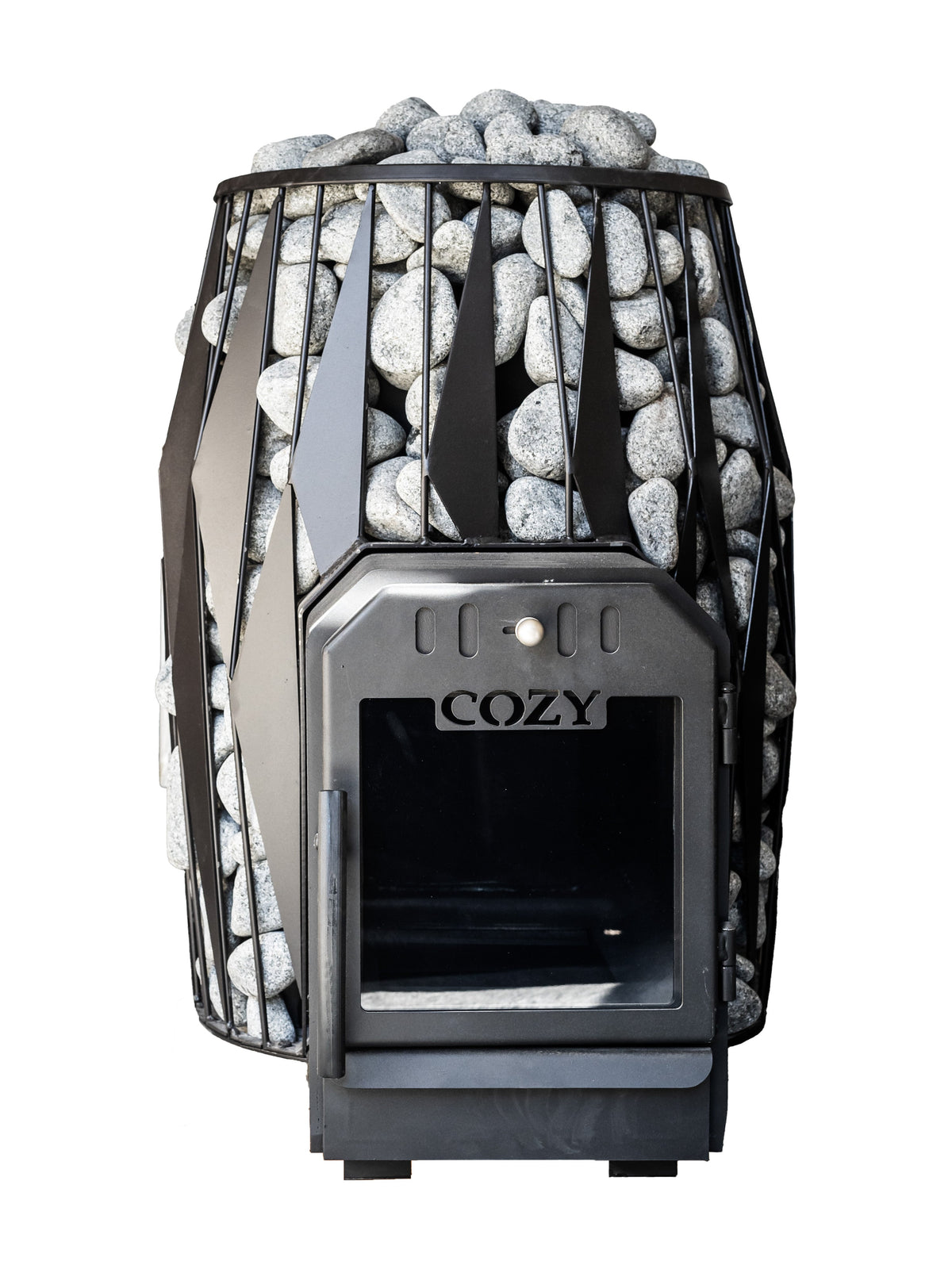 Cozy Heat OG 18kW through-wall wood-burning sauna stove, alternate view