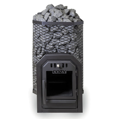 Cozy Heat 18kW through-wall wood-burning sauna stove