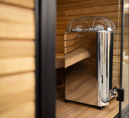 Harvia Club Series sauna heater with door reveal