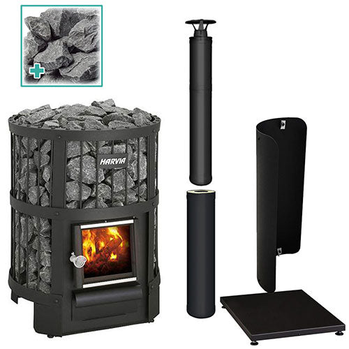 Harvia Legend 150 BK Pkg - Wood-Burning Sauna Stove Package, 16kW