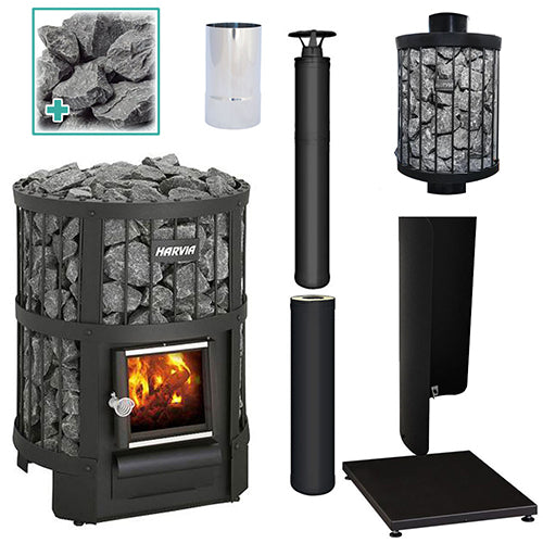 Harvia Legend 150 BK WH Pkg - Wood-Burning Sauna Stove Package, 16kW