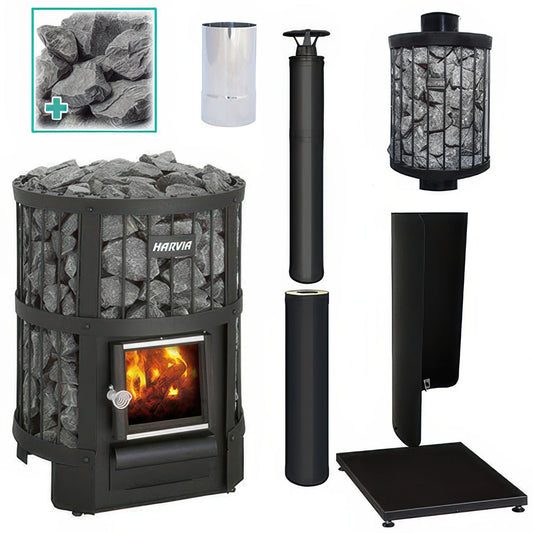 Harvia Legend 150 BK WH Pkg - Wood-Burning Sauna Stove Package, 16kW