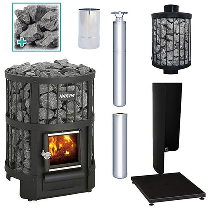 Harvia Legend 150 SS WH Pkg - Wood-Burning Sauna Stove Package, 16kW