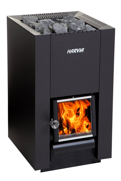 Harvia Linear 16 black wood-burning sauna stove