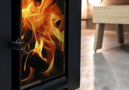 Harvia Linear 22 GreenFlame ES glass door detail
