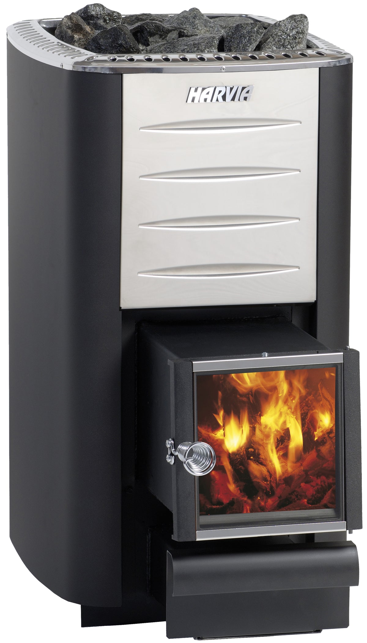 Harvia M-Series wood-burning sauna stove with exterior feed