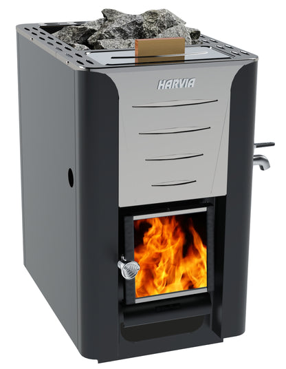 Harvia Pro 20 ES wood-burning sauna stove with water tank