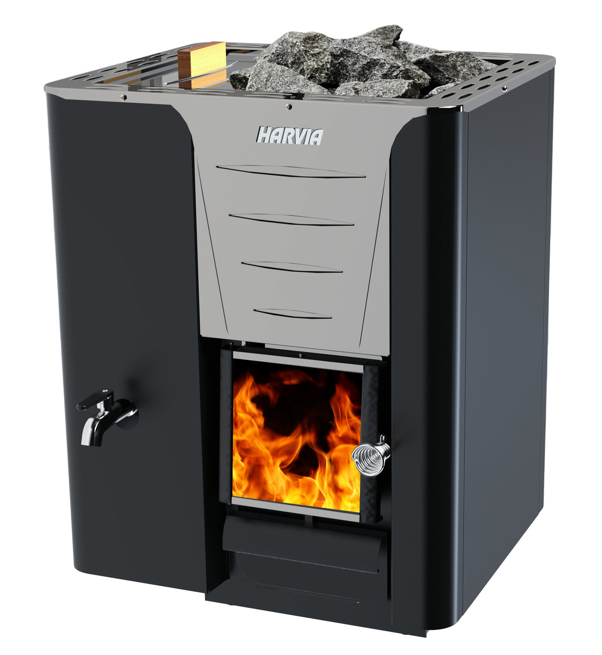 Harvia Pro 20 LS wood-burning sauna stove with left-side water tank