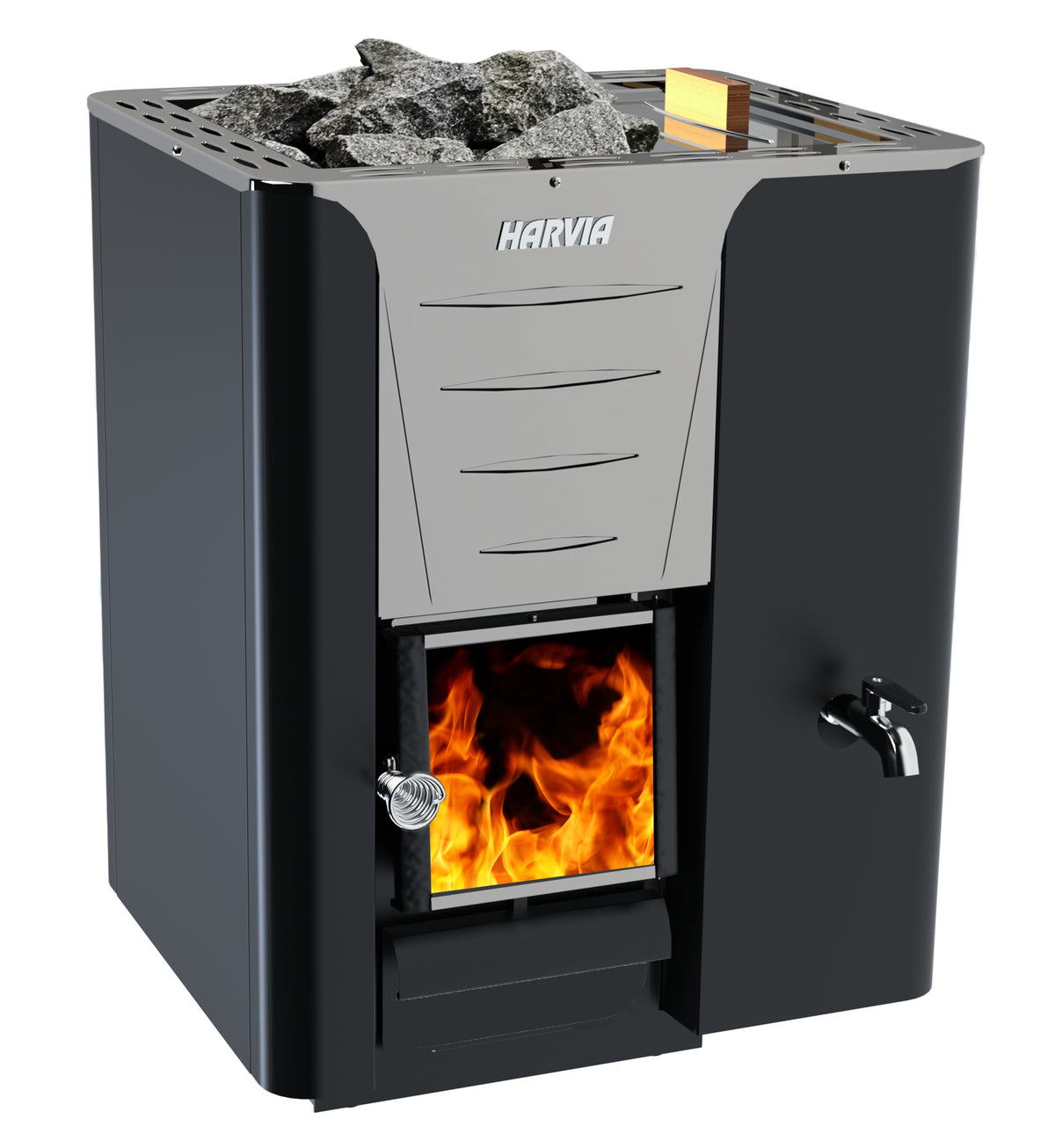 Harvia Pro 20 RS wood-burning sauna stove with right-side water tank