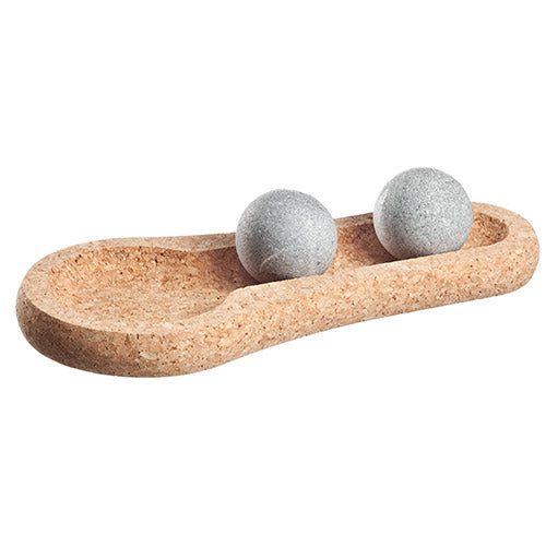 Hukka SoleJoy - Sauna Massage Stones w/ Natural Cork Base, Spheres, 2 Pieces
