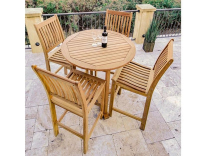 Compass Teak 5-Piece Patio Bar Set with 39-Inch Round Table