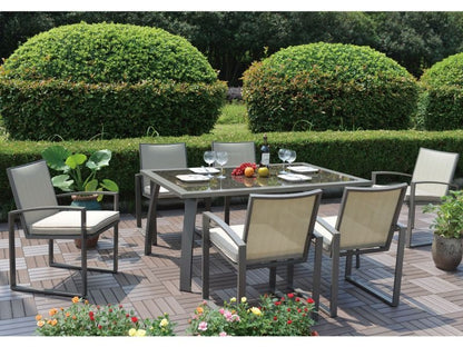 Hospitality Rattan Moldova 7-Piece Aluminum Dining Set with Cushions