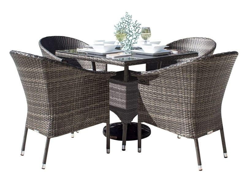 Hospitality Rattan Spectrum 5-Piece Stackable Dining Set with Cushions