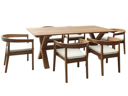 Panama Jack 7-Piece Bali Teak Wood Cushion Rectangular Dining Set